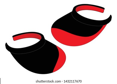 Sun Visor Cap Design Vector
(Black / Red)