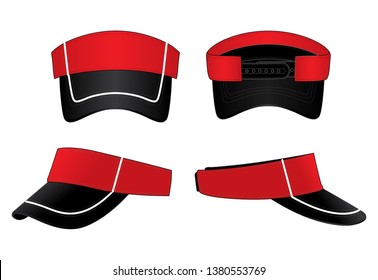 Sun Visor Cap Design(Red/ Black)
: White Ribbed Line