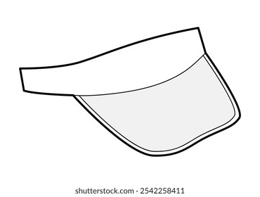 Sun Visor cap with Transparent peak. Summer Head Fashion accessory hat clothing technical illustration. Vector headgear for Men, women, unisex style, flat template CAD mockup sketch outline isolated