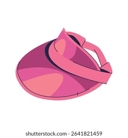 Sun visor for ladies, vector icon. Hat or headwear for sun shade. Summer lightweight, UV protective apparel for outdoor leisure and beach vacation. Sport, tennis and golf activity wear. Fashion.