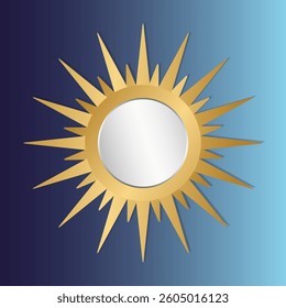 Sun wall mirror design on blue background