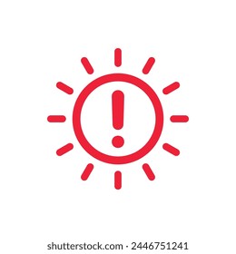 Sun warning icon, high solar radiation pictogram