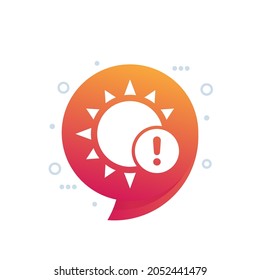 Icono de advertencia de sol, arte vectorial