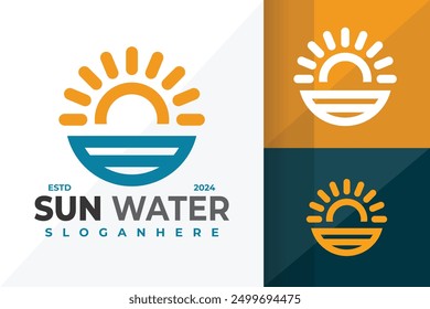 Sun Water Droplets Logo design vector symbol icon illustration