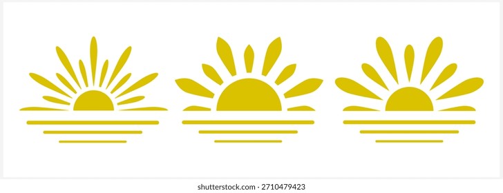 Sol con icono de agua aislado. Plantilla de mar sunrice Clip arte. Vector ilustración de stock