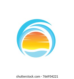 sun water icon, vector design