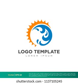 Sun and Water Icon Vector Logo Template
