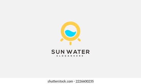 Sun water initial icon vector logo design template