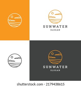 Sun water logo icon design template vector illustration