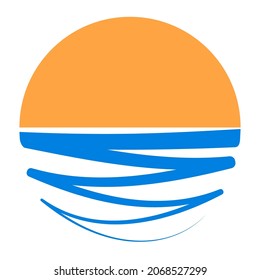 Sun and water, logo resort beach vacation coast stock illustration