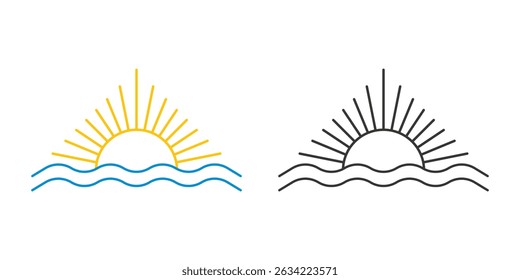 Sun and water logo, vector element