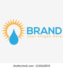 Sun and water logo vector. Flat design. Vector Illustration on white background.