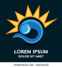 Sun Water logo . Vector illustration isolated on background .
 