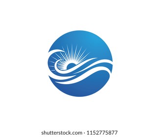 Sun With Water wave icon vector illustration design logo template