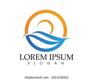 Sun and Water wave Logo Template vector illustration design