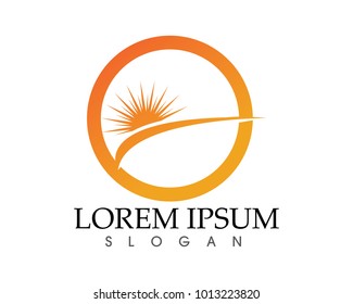 Sun and Water wave Logo Template vector illustration design
