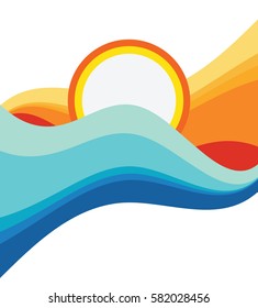 sun water waves abstract graphics stylish