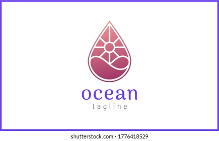 sun and water waves in a water drop object with rose gold color