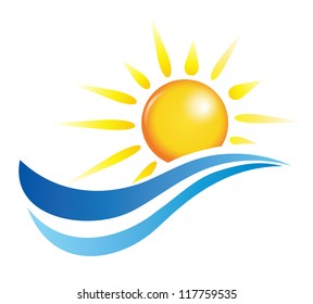 sun and water waves, vector design elements