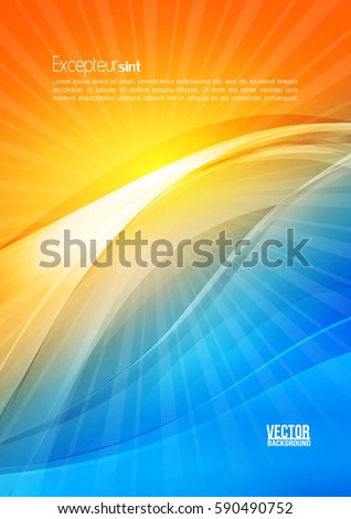 Sun and wave. Abstract digital modern bright color shiny background. Corporate flyer template. Design template layout for corporate business book, booklet, brochure, poster, banner, Vector