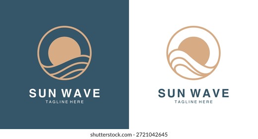 Diseño abstracto del logotipo de la onda del sol