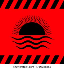 Sun and wave black on red background, vector illustration for design