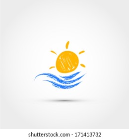 Sun and wave design, vector illustration drawing
