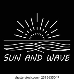 Sun and wave graphic design for summer lover