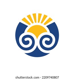 sun and wave icon vector illustration concept design web