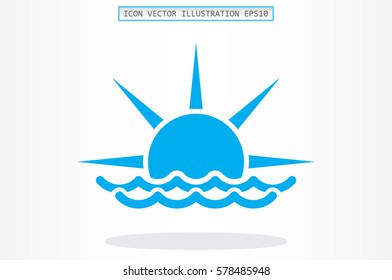 sun and wave icon vector illustration.