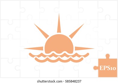 sun and wave icon vector illustration eps10