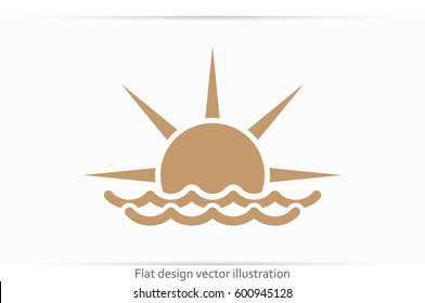 sun and wave icon vector illustration eps10