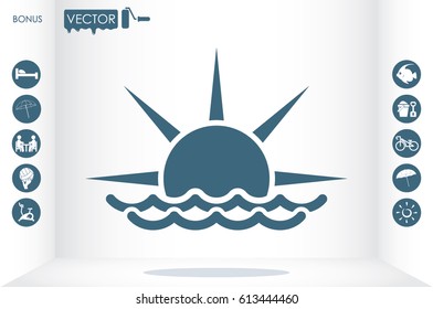 sun and wave icon vector illustration eps10