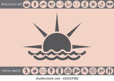 sun and wave icon vector illustration eps10