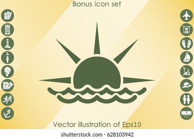 sun and wave icon vector illustration eps10