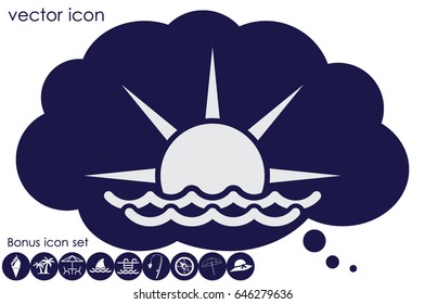 sun and wave icon vector illustration eps10