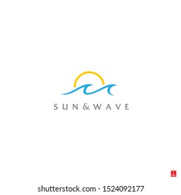 sun and wave icon/symbol/Logo Design Vector Template Illustration.