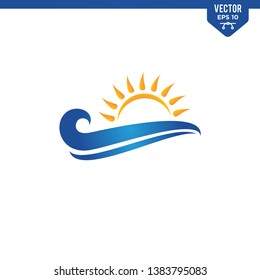 Sun and wave logo design concept