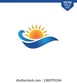 Sun and wave logo design concept