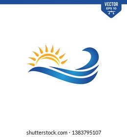 Sun and wave logo design concept