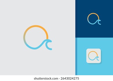 sun wave logo design vector template