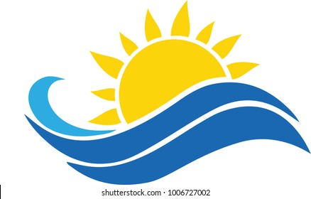 Sun and wave Logo designs concept