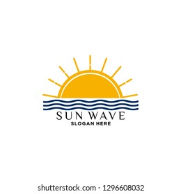 sun wave logo icon design vector