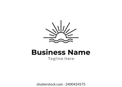 Sun wave logo in linear design style