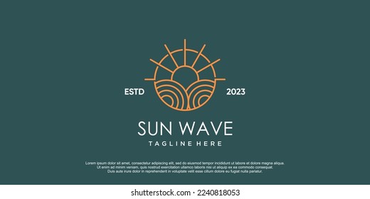 Icono del logotipo de onda solar Icono diseño del vector ilustración