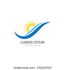 Sun and wave logo and symbols template icons app