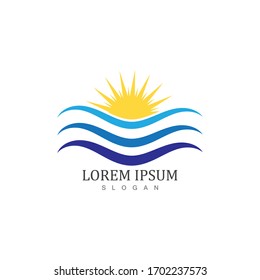 Sun and wave logo and symbols template icons app
