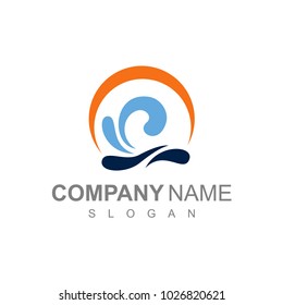 Sun And Wave Logo Template