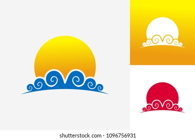 Sun And Wave Logo Template Design Vector, Emblem, Design Concept, Creative Symbol, Icon