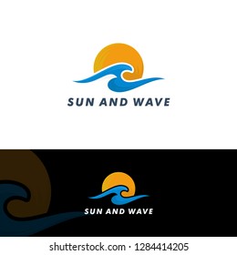Sun And Wave Logo Template, Icon Vector
